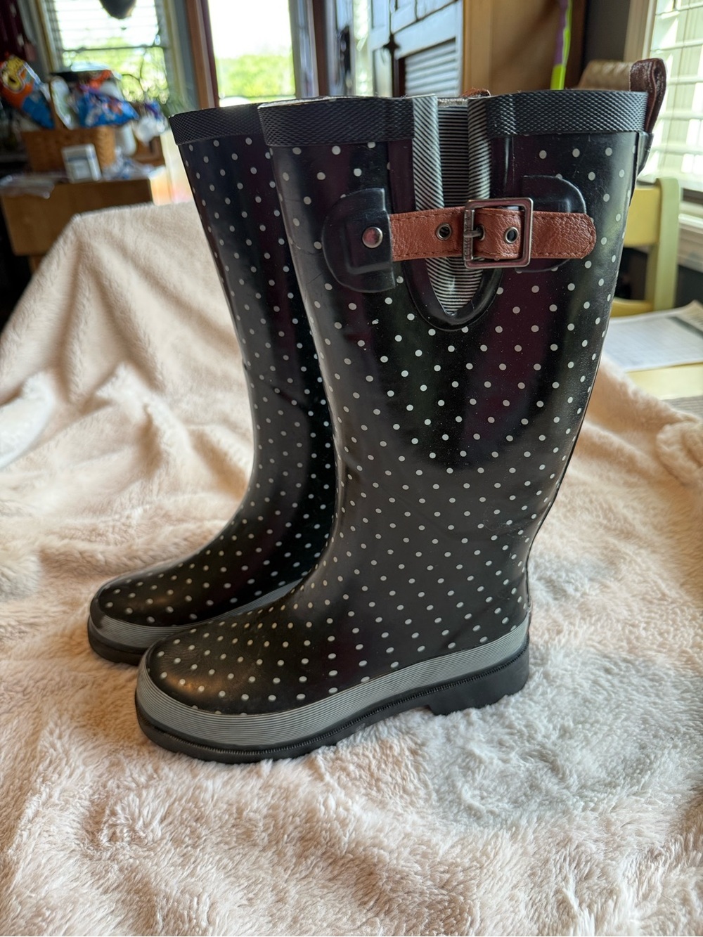 Chooka Classic Dot Tall Rain Boots Womens Sz 5